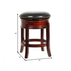 Sabi 25 in. Brown and Black Backless Solid Wood Swivel Counter Stool with Faux Leather Seat by Benjara 15 Sabi 25 in. Brown and Black Backless Solid Wood Swivel Counter Stool with Faux Leather Seat by Benjara -Cheap Benjara Store brown and black benjara bar stools bm274358 44 1000