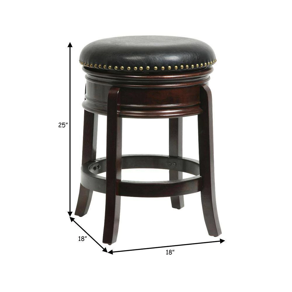 25 in. Brown and Black Solid Wood Faux Leather Swivel Counter Stool by Benjara 7 25 in. Brown and Black Solid Wood Faux Leather Swivel Counter Stool by Benjara - Image 7