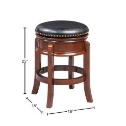 Sabi 25 in. Brown and Black Backless Solid Wood Swivel Counter Stool with Faux Leather Seat by Benjara -Cheap Benjara Store brown and black benjara bar stools bm274363 40 1000