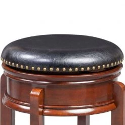 Sabi 25 in. Brown and Black Backless Solid Wood Swivel Counter Stool with Faux Leather Seat by Benjara -Cheap Benjara Store brown and black benjara bar stools bm274363 4f 1000