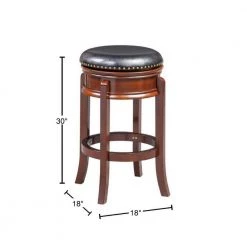 Sabi 30 in. Brown and Black Backless Solid Wood Swivel Counter Stool with Faux Leather Seat by Benjara -Cheap Benjara Store brown and black benjara bar stools bm274364 40 1000