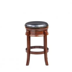 Sabi 30 in. Brown and Black Backless Solid Wood Swivel Counter Stool with Faux Leather Seat by Benjara -Cheap Benjara Store brown and black benjara bar stools bm274364 c3 1000