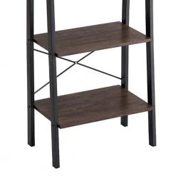 54.1 in. H Brown and Black Iron Framed Ladder Style Storage Shelf with Four Wooden Shelves by Benjara -Cheap Benjara Store brown and black benjara bookcases bookshelves bm195817 40 1000