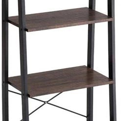 54.1 in. H Brown and Black Iron Framed Ladder Style Storage Shelf with Four Wooden Shelves by Benjara -Cheap Benjara Store brown and black benjara bookcases bookshelves bm195817 44 1000