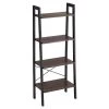 54.1 in. H Brown and Black Iron Framed Ladder Style Storage Shelf with Four Wooden Shelves by Benjara