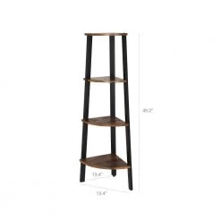 49.2 in. Brown/Black Wood 4-shelf Corner Ladder Bookcase with Open Storage by Benjara -Cheap Benjara Store brown and black benjara bookcases bookshelves bm195830 1f 1000