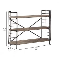 32.25 in. H Brown and Black Wood and Metal Bookcase with 3 Open Shelves by Benjara -Cheap Benjara Store brown and black benjara bookcases bookshelves bm207195 44 1000