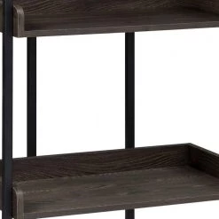 67.5 in. H Brown and Black Metal Frame Standard Bookcase with 4 Tier Storage by Benjara -Cheap Benjara Store brown and black benjara bookcases bookshelves bm242024 4f 1000
