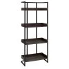 67.5 in. H Brown and Black Metal Frame Standard Bookcase with 4 Tier Storage by Benjara