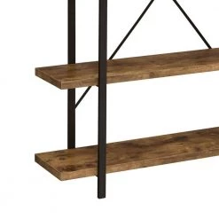 70 In. Rustic Brown 5 Shelves Wood Bookcase with Crossed Metal Design by Benjara -Cheap Benjara Store brown and black benjara bookcases bookshelves bm280488 1f 1000