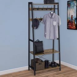 Brown and Black Iron Framed Coat Rack with 2-Storage Shelves and Hanging Rail by Benjara 9 Brown and Black Iron Framed Coat Rack with 2-Storage Shelves and Hanging Rail by Benjara -Cheap Benjara Store brown and black benjara coat racks bm195873 66 1000