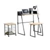 Natural 31.5 in. Brown and Black Wood and Metal 2-Piece Executive Desk Set With Bench by Benjara