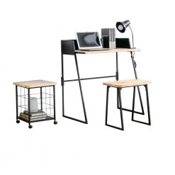 Natural 31.5 in. Brown and Black Wood and Metal 2-Piece Executive Desk Set With Bench by Benjara -Cheap Benjara Store brown and black benjara computer desks bm274242 77 1000