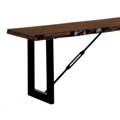 Black and Brown Rectangular Metal Frame Bench with Wooden Seat 14 in. L x 54 in. W x 17.88 in. H by Benjara 10 Black and Brown Rectangular Metal Frame Bench with Wooden Seat 14 in. L x 54 in. W x 17.88 in. H by Benjara -Cheap Benjara Store brown and black benjara dining benches bm183652 4f 1000
