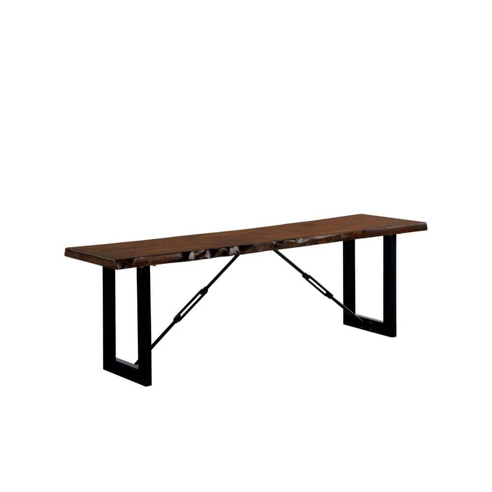 Black and Brown Rectangular Metal Frame Bench with Wooden Seat 14 in. L x 54 in. W x 17.88 in. H by Benjara 1 Black and Brown Rectangular Metal Frame Bench with Wooden Seat 14 in. L x 54 in. W x 17.88 in. H by Benjara