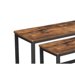 Rustic Brown and Black Wooden Top Indoor Bench with Metal Legs (Set of 2) 12.8" L x 42.5" W x 19.7" H by Benjara 9 Rustic Brown and Black Wooden Top Indoor Bench with Metal Legs (Set of 2) 12.8" L x 42.5" W x 19.7" H by Benjara -Cheap Benjara Store brown and black benjara dining benches bm217092 c3 1000