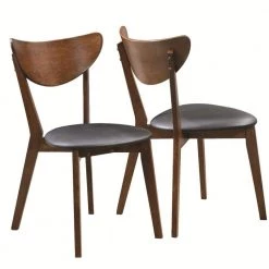 Brown and Black Dining Side Chair with Curved Back (Set of 2) by Benjara
