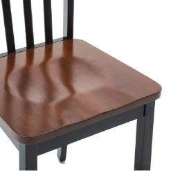 Brown and Black Wooden Seat Dining Chair with Slatted Backrest (Set of 2) by Benjara -Cheap Benjara Store brown and black benjara dining chairs bm183350 4f 1000