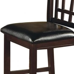 Lattice Back 24 in. Wooden Counter Height Chair with Leatherette Seat (Set of 2) by Benjara 10 Lattice Back 24 in. Wooden Counter Height Chair with Leatherette Seat (Set of 2) by Benjara -Cheap Benjara Store brown and black benjara dining chairs bm185284 1f 1000