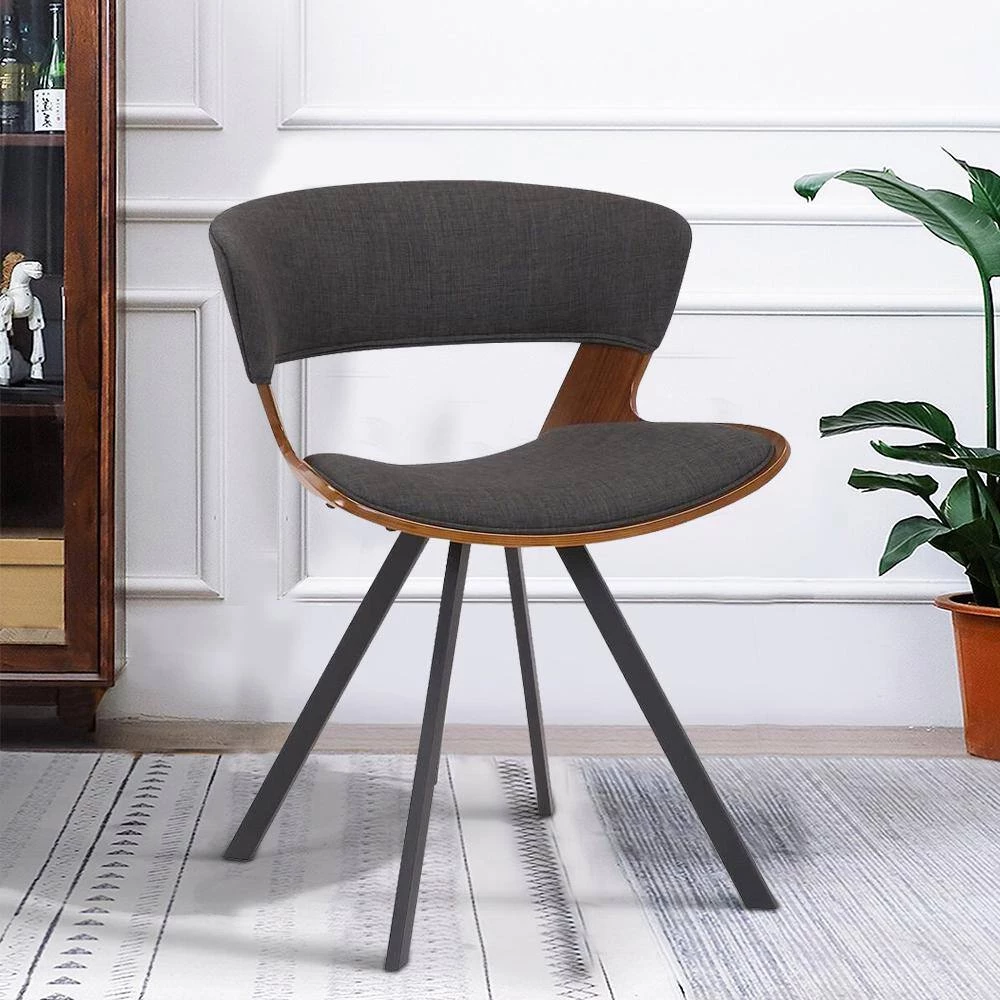Brown and Black Curved Padded Side Dining Chair with Angled Legs by Benjara 6 Brown and Black Curved Padded Side Dining Chair with Angled Legs by Benjara - Image 6