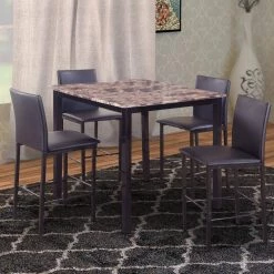 5-Piece Black and Brown Counter Height Dinette by Benjara -Cheap Benjara Store brown and black benjara dining room sets bm157888 31 1000
