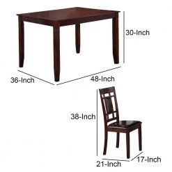 5-Piece Brown and Black Wooden and Leather Dining Set by Benjara -Cheap Benjara Store brown and black benjara dining room sets bm167131 44 1000