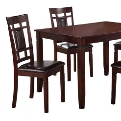 5-Piece Brown and Black Wooden and Leather Dining Set by Benjara -Cheap Benjara Store brown and black benjara dining room sets bm167131 4f 1000