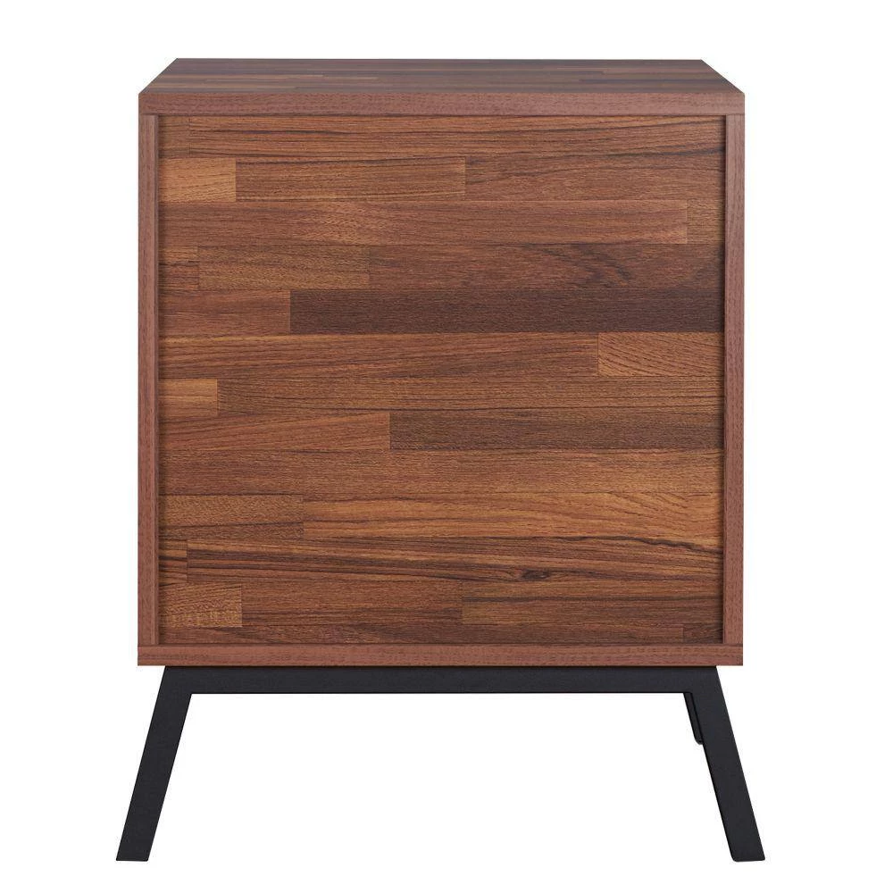 Brown and Black 2-Drawers Wooden End Table with Angled Leg Support by Benjara 5 Brown and Black 2-Drawers Wooden End Table with Angled Leg Support by Benjara - Image 5