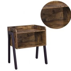 Brown and Black Wooden Stackable End Table with Inverted Iron Legs and Storage Compartment by Benjara -Cheap Benjara Store brown and black benjara end side tables bm193918 31 1000