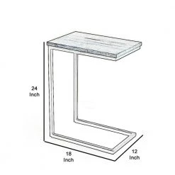 18 in. W Brown and Black C Shaped End Table with Rectangular Wood Top by Benjara -Cheap Benjara Store brown and black benjara end side tables bm219277 44 1000