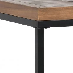 18 in. Brown and Black Square Solid Wood Top End Table with Herringbone and Metal Base by Benjara -Cheap Benjara Store brown and black benjara end side tables bm275616 4f 1000