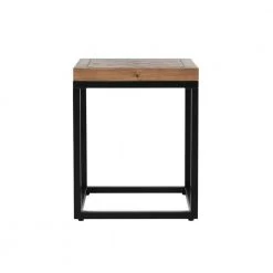 18 in. Brown and Black Square Solid Wood Top End Table with Herringbone and Metal Base by Benjara -Cheap Benjara Store brown and black benjara end side tables bm275616 c3 1000