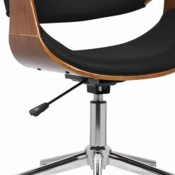Brown and Black Curved Leatherette Wooden Frame Adjustable Office Chair by Benjara -Cheap Benjara Store brown and black benjara executive chairs bm155774 1f 1000