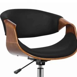 Brown and Black Curved Leatherette Wooden Frame Adjustable Office Chair by Benjara -Cheap Benjara Store brown and black benjara executive chairs bm155774 4f 1000