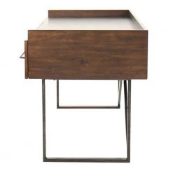 63 in. W Brown and Black Wooden Three Drawers Desk with Tubular Metal Base and Bar Handles by Benjara -Cheap Benjara Store brown and black benjara executive desks bm190078 4f 1000