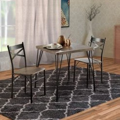 Industrial Style 3-Piece Brown and Black Wooden Dining Table Set by Benjara -Cheap Benjara Store brown and black benjara kitchen dining tables bm119853 31 1000