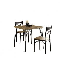 Industrial Style 3-Piece Brown and Black Wooden Dining Table Set by Benjara