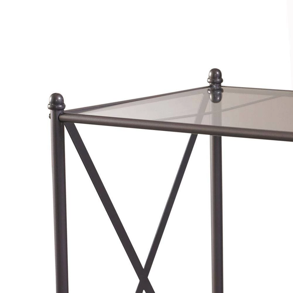 Brown and Black Metal and Glass Vanity Set with Crossbar Support 31 in. x 32 in. x 18 in. by Benjara 4 Brown and Black Metal and Glass Vanity Set with Crossbar Support 31 in. x 32 in. x 18 in. by Benjara - Image 4
