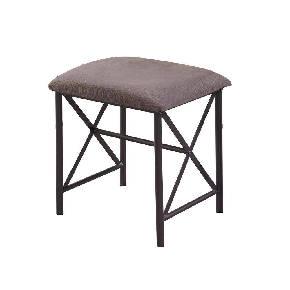 Brown and Black Metal and Glass Vanity Set with Crossbar Support 31 in. x 32 in. x 18 in. by Benjara 2 Brown and Black Metal and Glass Vanity Set with Crossbar Support 31 in. x 32 in. x 18 in. by Benjara - Image 2