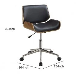Contemporary Brown and Black Leather Seat Small Back Home Office Chair by Benjara 12 Contemporary Brown and Black Leather Seat Small Back Home Office Chair by Benjara -Cheap Benjara Store brown and black benjara task chairs bm159075 44 1000