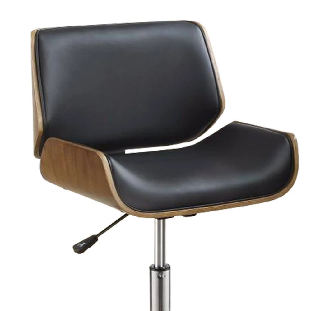 Contemporary Brown and Black Leather Seat Small Back Home Office Chair by Benjara 2 Contemporary Brown and Black Leather Seat Small Back Home Office Chair by Benjara - Image 2