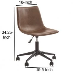 Brown and Black Metal Swivel Chair with Faux Leather Upholstery and Adjustable Seat by Benjara -Cheap Benjara Store brown and black benjara task chairs bm190090 44 1000