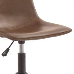 Brown and Black Metal Swivel Chair with Faux Leather Upholstery and Adjustable Seat by Benjara -Cheap Benjara Store brown and black benjara task chairs bm190090 4f 1000
