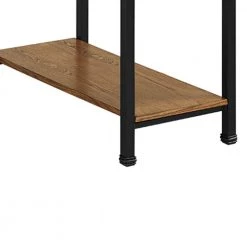 45 in. Rectangular Brown and Black Wooden Writing Desk with Two Open Shelves and Metal Legs by Benjara -Cheap Benjara Store brown and black benjara writing desks bm144109 1f 1000