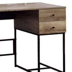 22 in. Rectangular Wooden Brown and Black Desk with 4 Drawers and Tubular Metal Support by Benjara -Cheap Benjara Store brown and black benjara writing desks bm209603 1f 1000