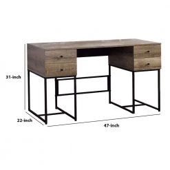 22 in. Rectangular Wooden Brown and Black Desk with 4 Drawers and Tubular Metal Support by Benjara -Cheap Benjara Store brown and black benjara writing desks bm209603 44 1000