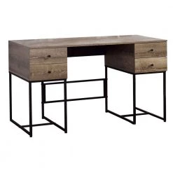 22 in. Rectangular Wooden Brown and Black Desk with 4 Drawers and Tubular Metal Support by Benjara -Cheap Benjara Store brown and black benjara writing desks bm209603 77 1000