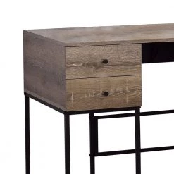 22 in. Rectangular Wooden Brown and Black Desk with 4 Drawers and Tubular Metal Support by Benjara -Cheap Benjara Store brown and black benjara writing desks bm209603 c3 1000