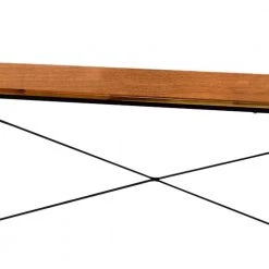 22 in. H with Brown and Black Sled Base Rectangular Writing Desk with X-Shape Back and Wood Top by Benjara -Cheap Benjara Store brown and black benjara writing desks bm209628 1f 1000