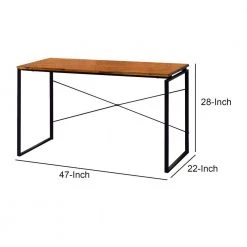 22 in. H with Brown and Black Sled Base Rectangular Writing Desk with X-Shape Back and Wood Top by Benjara -Cheap Benjara Store brown and black benjara writing desks bm209628 44 1000